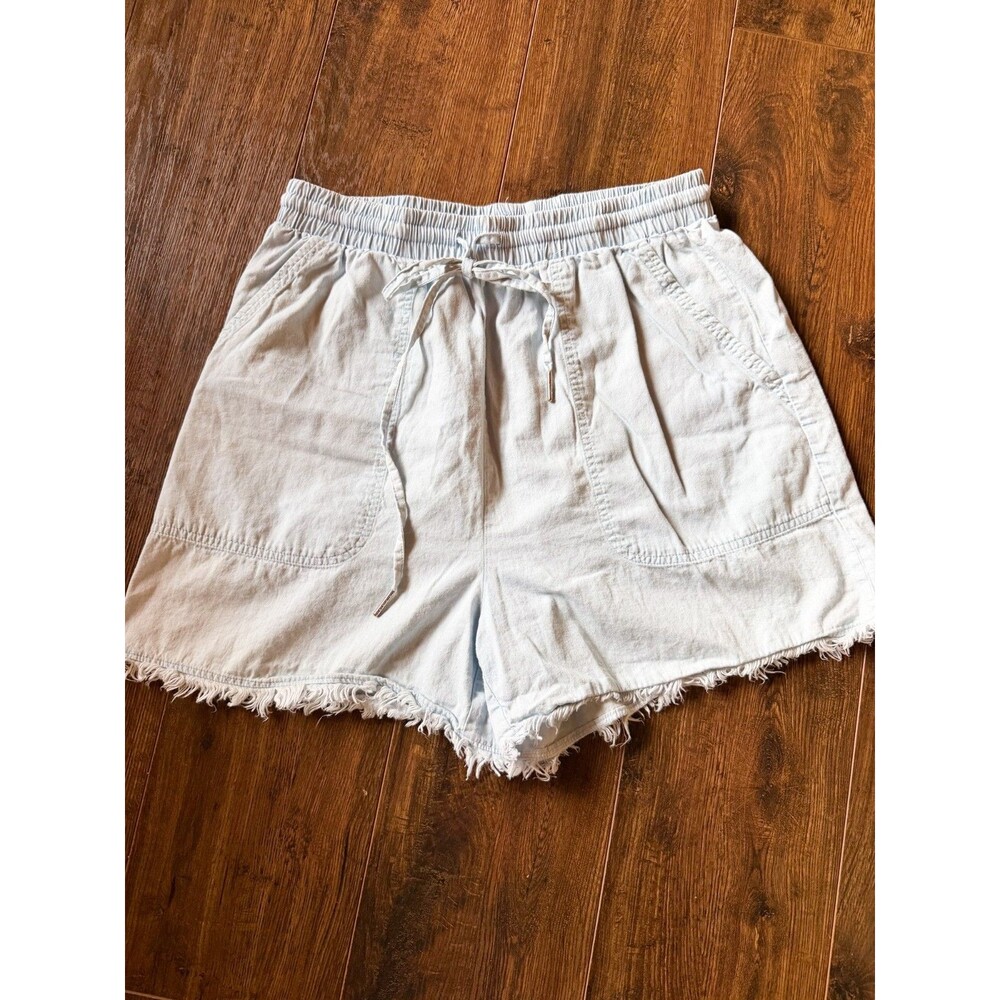 Cotton Bleu chambray with raw hem shorts size S